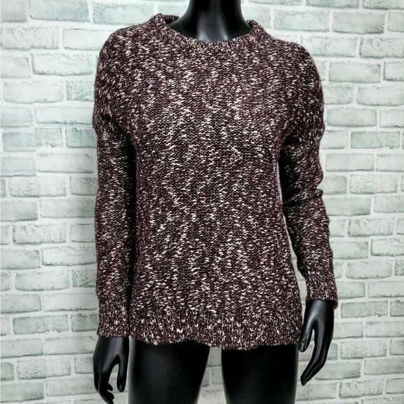 Michael Stars Womens‎ S Maroon White Cutout Back Pullover Crochet Knit Sweater - Picture 1 of 6